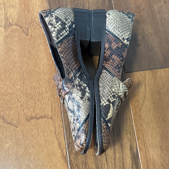Via Spiga Tan and Brown Snake Print Loafers - Picture 7 of 12